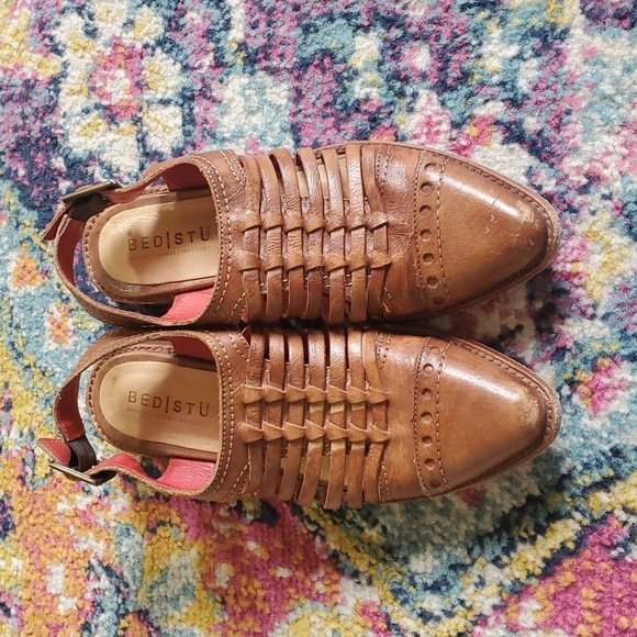 Bedstu Kennya Brown Leather Pointy Toe Flats - Picture 2 of 7